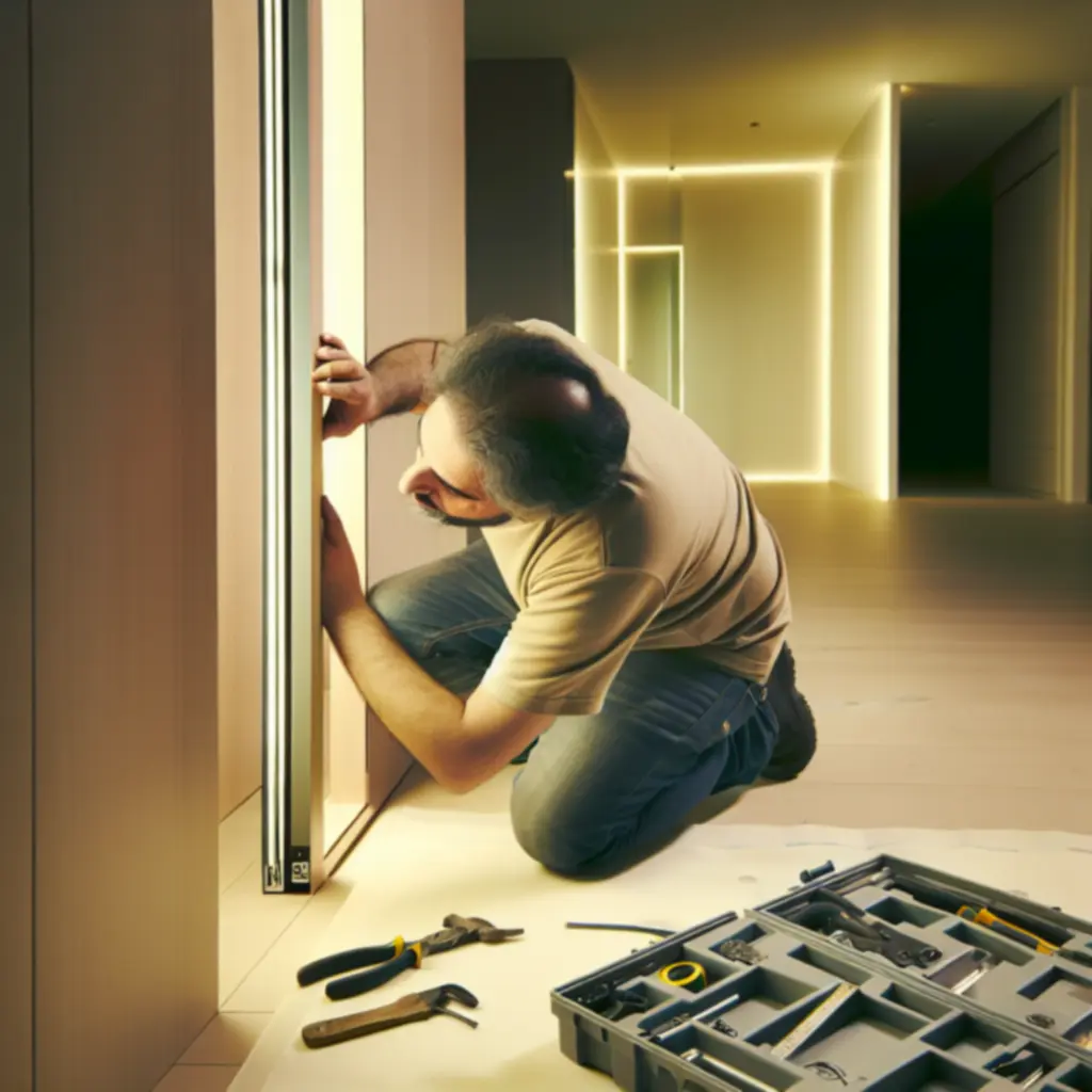 Professioneel installatieproces van een hoogwaardige deur.