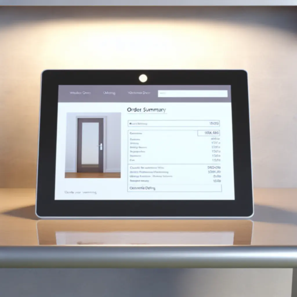 Samenvatting van een maatwerkdeur met prijsindicatie en levertijd.